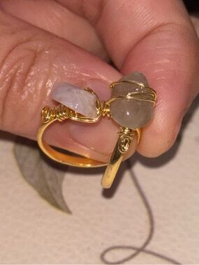 Gold dipped Wire-Wrapped Moonstone Ring — Gold